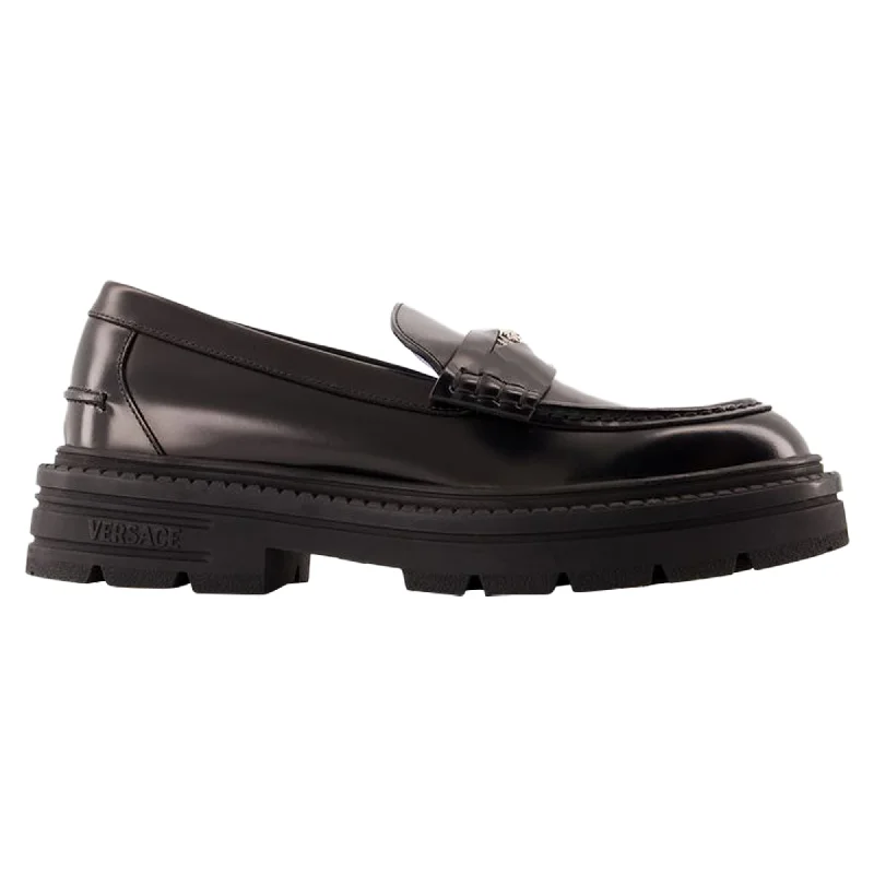 Adriano Flat Shoes - Versace - Leather - Black