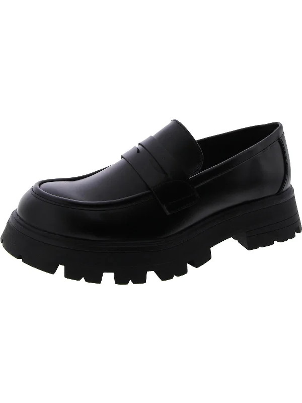 Easy Womens Faux Leather Penny Loafers