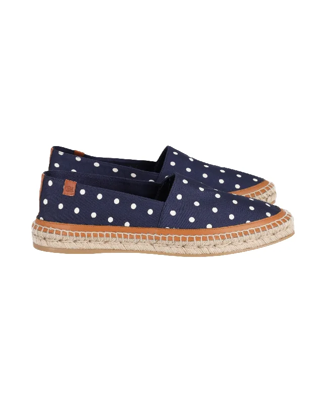 Gabriela Hearst Alba Polka-Dot Espadrilles in Navy Blue Satin