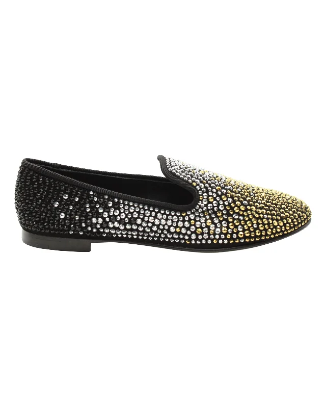 Giuseppe Zanotti Studded Smoking Slippers in Black Suede