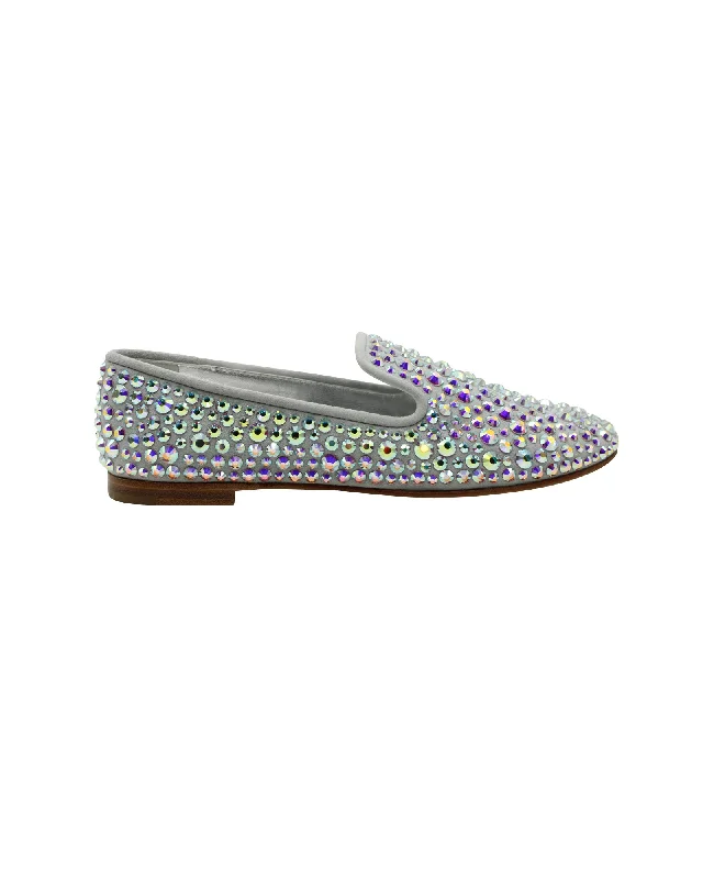 Giuseppe Zanotti Studded Smoking Slippers in Grey Suede