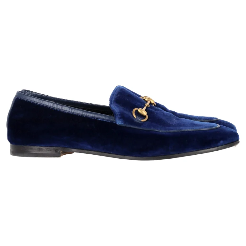 Gucci Jordaan Horsebit-Detailed Loafers in Blue Velvet