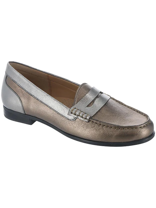 Harper Womens Leather Slip On Penny Loafers