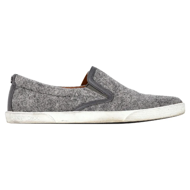 Jimmy Choo Slip-On Loafers in Grey Wool