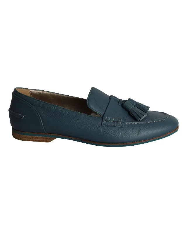 Lanvin Tassel Loafers in Blue Leather