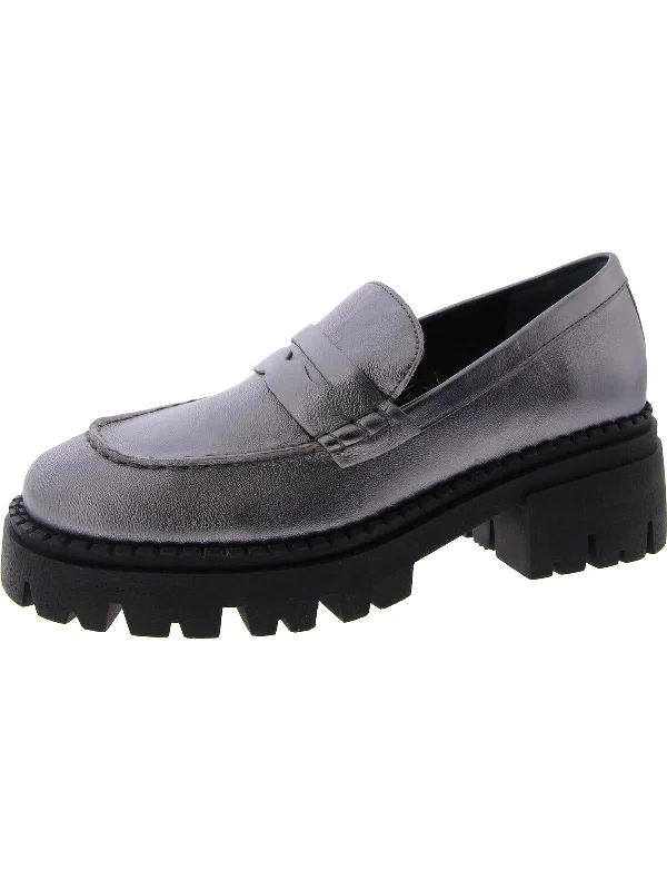 Lyra Womens Leather Platform Loafers