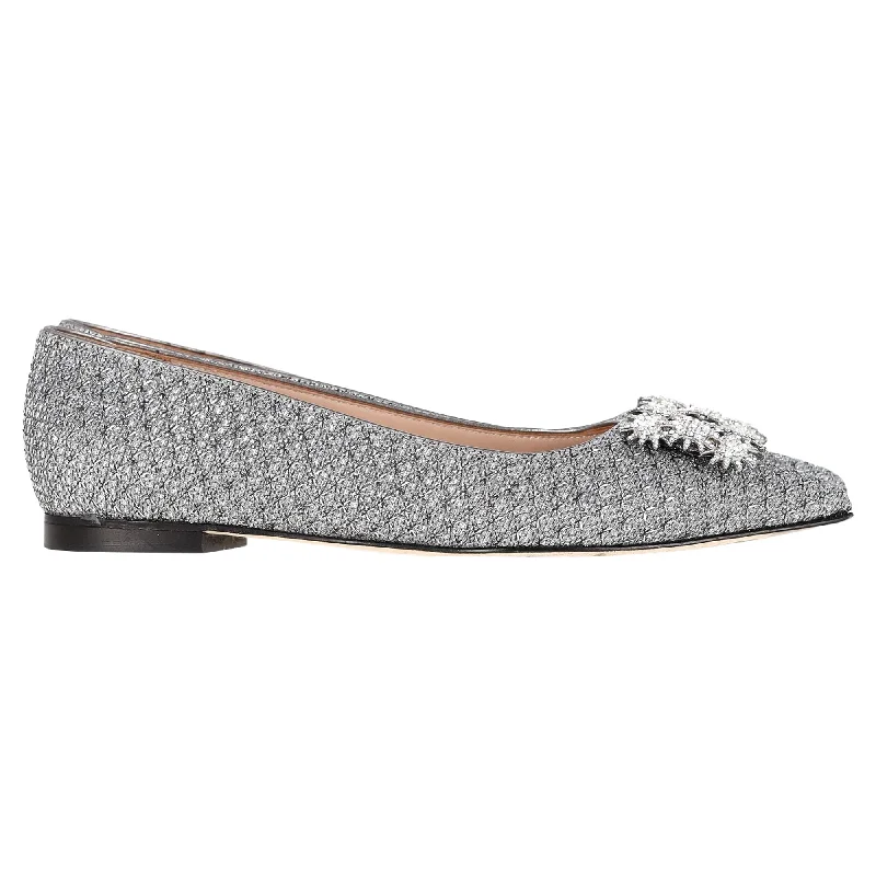 Stuart Weitzman Kelsey Night Stars Ballerinas in Silver Polyester