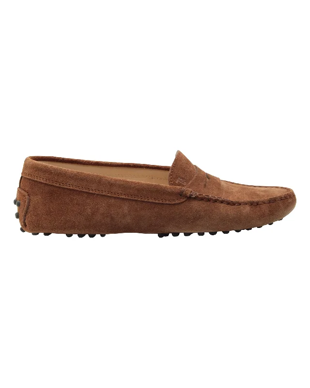 Tod's Gommino Driving Shoes in Brown Suede