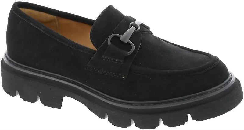 Women Satara Loafer In Black Suede