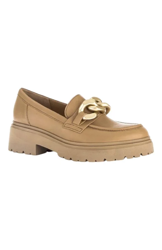 Women's Chunky Loafers In Tan/gold Ornament