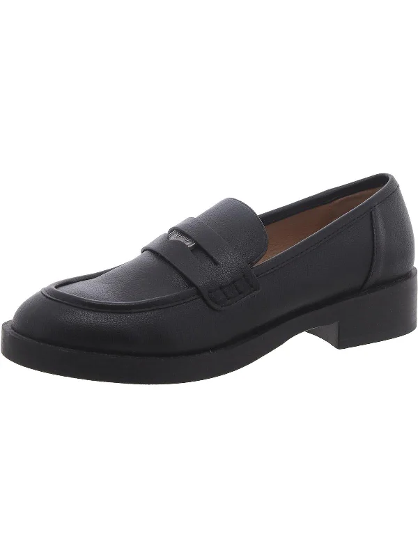 Womens Faux Leather Smooth Loafers