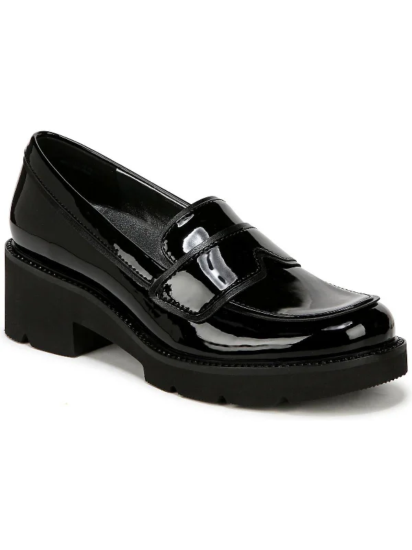 Womens Faux Patent Leather Penny Loafers