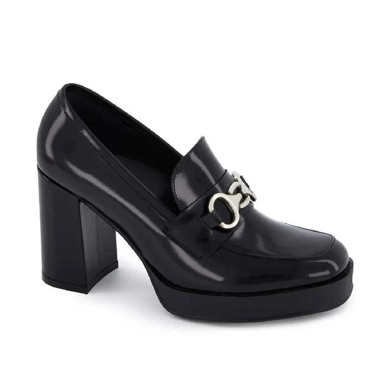 Women's High Heel Loafers In Black