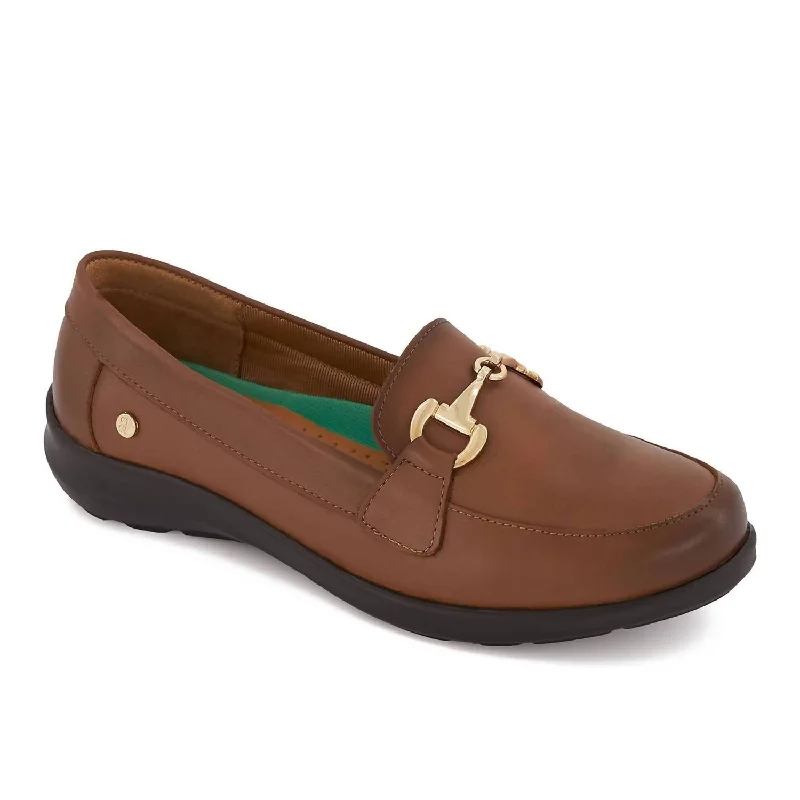 Women's Leather Comfort Moccasin Shoes In Light Brown