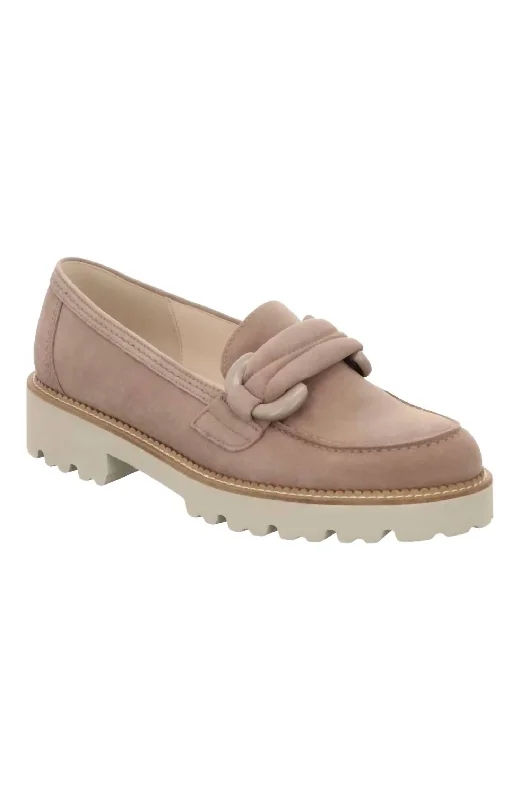 Women's Mid Platform Loafer In Taupe Suede