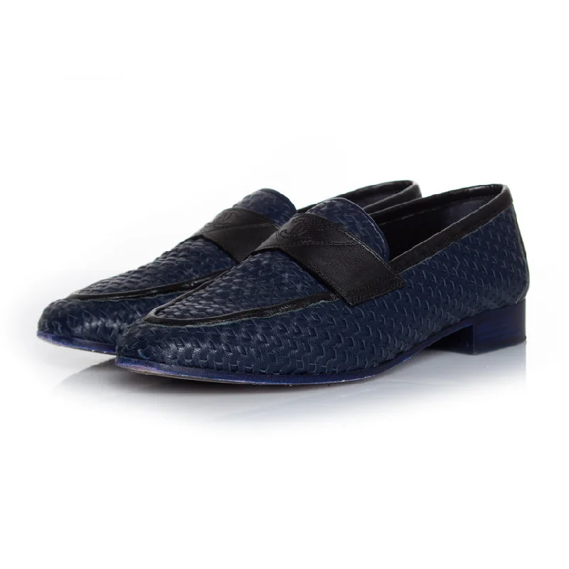 woven leather moccasin loafer