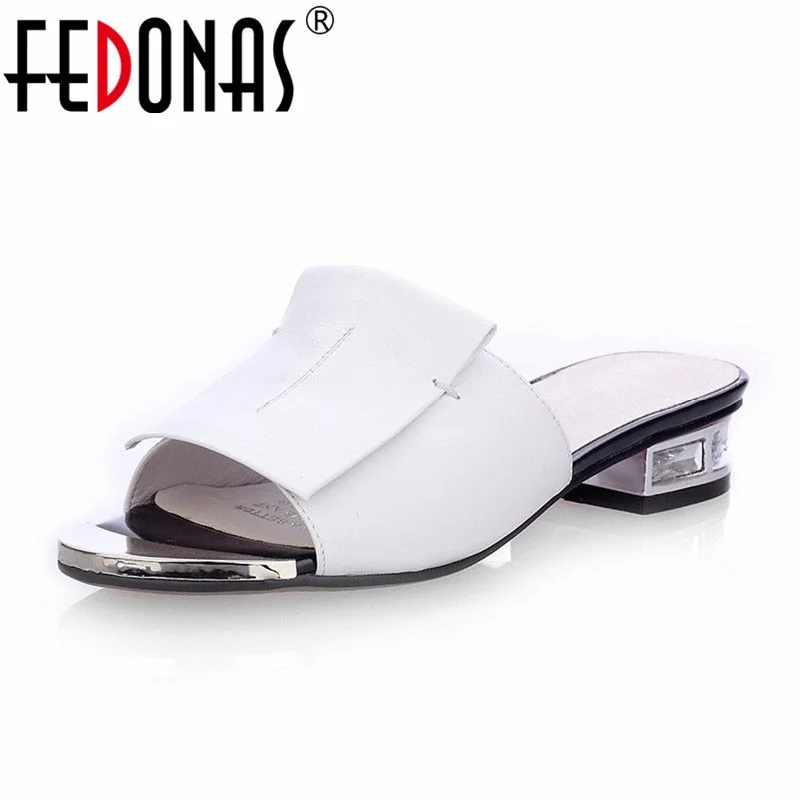 FEDONAS 2019 New Women Summer High Quality Square High Heels