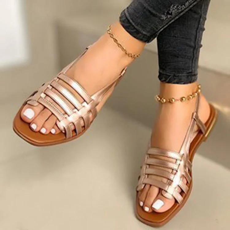 in stock wholesale New Roman beach flat women's sandal for summer indoor outdoor wear ladies plus size shoes women sandals