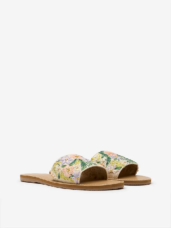 LUNA BLU Lilac Floral Embellished Slides