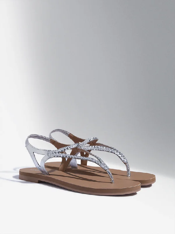 LUNA BLU Silver Slingback Sandals