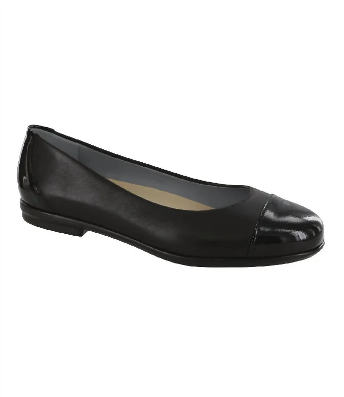 Sas Women's Scenic Ballet Flat - Double Wide In Black/blk Patent