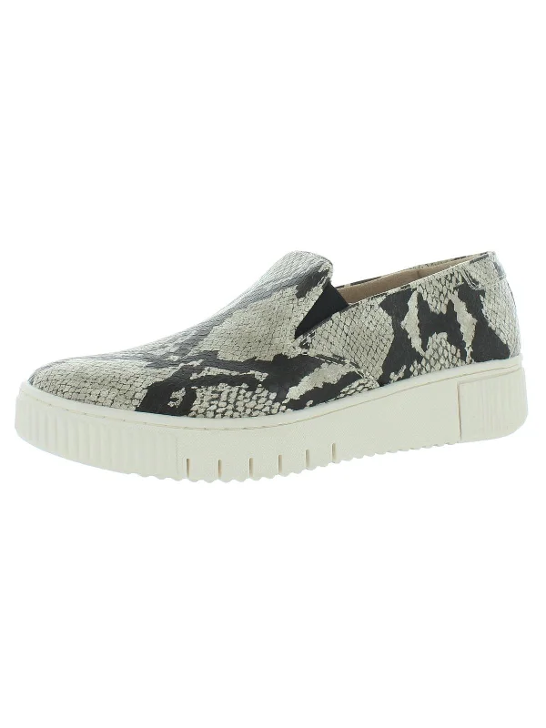 Trisha Womens Faux Leather Snake Print Slip-On Sneakers